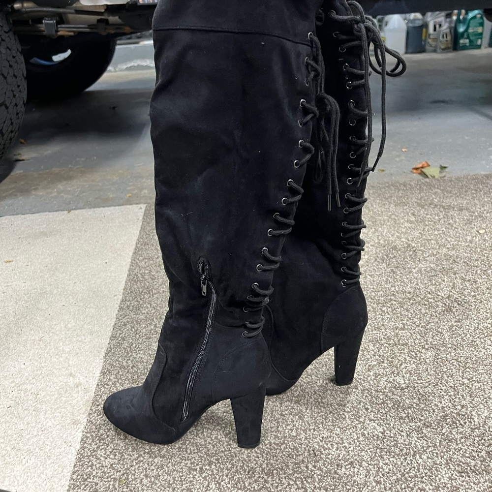 Women’s Thigh High lace up heeled boots